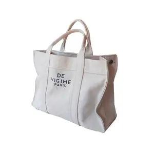 16oz Thick Cotton Fabric Plain Blank Eco Reusable Big Capacity White Custom Printed Logo Gift Shopping Canvas Tote Bag For Women