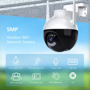 5MP सीसीटीवी UHD समर्थन NVR PTZ आउटडोर निविड़ अंधकार वाईफ़ाई सुरक्षा Icsee कैमरा