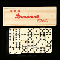 Jeu de dominos en bois double six de 28 pièces, diverses tailles, écologique, éducatif, coffret en bois, pour le commerce transfrontalier