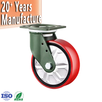 Roue de roulette robuste en gros 1 tonne Plaque supérieure en polyuréthane pour conteneur d'expédition Roue de roulette industrielle de 6 pouces avec frein