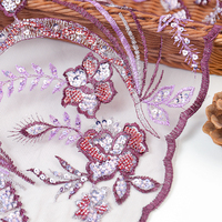 Tissu en dentelle perlée de luxe fait main en polyester/nylon pour robe de mariée, broderie de perles personnalisable pour fêtes féminines