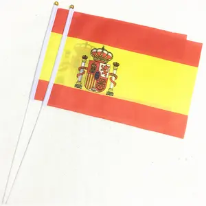 Kipas dapat ditarik pegangan tangan kustom spanduk melambai bendera Spanyol bendera tangan