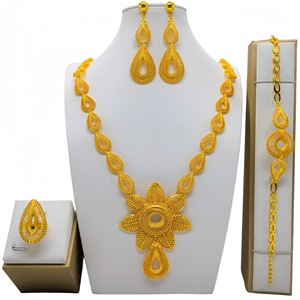 Dubai 24K Gold Plated Necklace Earrings <b>Bracelet</b> <b>Set</b> Bell Shape Ethnic Wedding Jewelry Women's Fine Jewelry <b>Sets</b> - Product Image 4