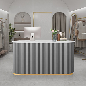 Modern Design Luxury Style <strong>Beauty</strong> <strong>Salon</strong> Reception Desk <strong>Pink</strong> Color Golden Color Optional Barber Clothing Store Reception Desk - Product Image 2