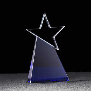Trophée étoile en verre bleu personnalisé Écrits de logo gravés au laser en cristal clair pour les événements de danse <span class=keywords><strong>Concours</strong></span> de beauté scolaire Poli - Product Image 3