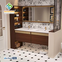 Ensemble de meuble-lavabo mural moderne en bois massif de 48 pouces, style ferme/entrepôt, avec miroir LED, pour salle de bain/chambre/salle à manger, modèle OEM 2025