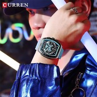 Montre-bracelet chronographe à quartz pour homme Curren 8443, mode décontractée, bracelet en silicone, date automatique, aiguilles lumineuses, Relojes