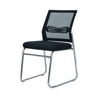 Chaise de bureau à dossier en maille avec base en fer, chaise de conférence noire à structure métallique robuste pour salle d'attente, vente en gros