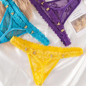 Bayan külot dantel Thongs çiçek bayanlar T geri alçak külot iç çamaşırı seksi yüksek kaliteli kirpik kalp G-string iç çamaşırı - Product Image 3