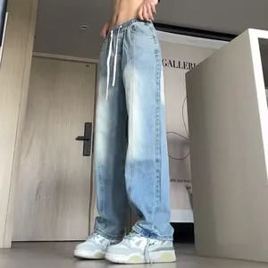 <span class=keywords><strong>Jeans</strong></span> Americani <span class=keywords><strong>con</strong></span> Coulisse Elastica <span class=keywords><strong>in</strong></span> <span class=keywords><strong>Vita</strong></span>, <span class=keywords><strong>Pantaloni</strong></span> Trendy Unisex dal Taglio Dritto e Versatile - Product Image 1