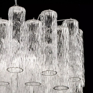 Lustre moderne en verre tubulaire, <span class=keywords><strong>suspension</strong></span> métallique de luxe, effet vague d'eau, Art Déco, pour villa, hall d'hôtel, lampe de projet design à étages - Product Image 6