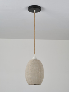 โคมไฟแขวนผ้าทรงกลม ฐานสีดำ ขนาดเล็ก ขั้วหลอด E27 หลอดไฟ LED ติดเพดาน - Product Image 3