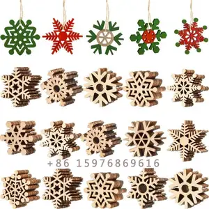 Venda quente 10 pcs Flocos De Neve De Madeira Enfeites De Árvore De Natal Pendurado Decorações Rústicas Ornamento Artesanato De Madeira