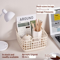 Panier de rangement portable en plastique à double poignée avec couvercle, solution de rangement pratique, vente directe usine