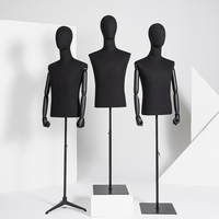 Mannequin Costume Factice Robe Formelle Présentoir Tissu Couvert Hommes Présentoir Mannequin Haut Du Corps Noir Demi-Corps Mannequin Homme