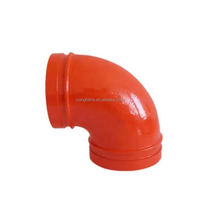 Coude rainuré en fonte ductile à 90 degrés, revêtement époxy rouge, raccord de tuyauterie pour systèmes d'incendie et d'irrigation