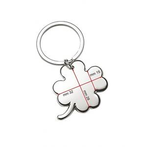 Porte-clés trèfle à quatre feuilles en métal brillant, cadeau promotionnel - Product Image 2