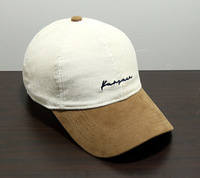 Casquette de baseball en velours côtelé avec visière en daim, bicolore, visière incurvée, réglable, unisexe, style rétro streetwear, pour hommes et femmes