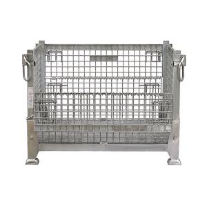 Logistique en entrepôt boîte en treillis métallique empilable chariot à panier en treillis métallique pliable boîte-<span class=keywords><strong>palette</strong></span> métallique en acier de levage galvanisé - Product Image 5