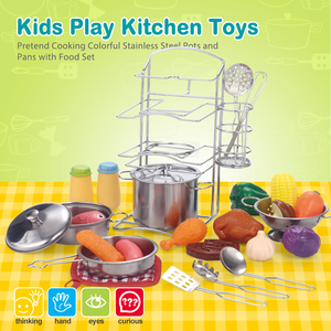 Pretend Gioca Bambini <span class=keywords><strong>Cucina</strong></span> Giocare Set Pentole In Acciaio Inox e Padelle Set con Utensili Da <span class=keywords><strong>Cucina</strong></span> Bambini <span class=keywords><strong>Cucina</strong></span> Giocattoli per le Ragazze E Ragazzi - Product Image 2