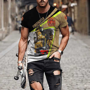 Santo pompiere personalizzato progettato t-shirt da uomo all'ingrosso in poliestere girocollo traspirante abbigliamento per il tempo libero estivo comodo t-shirt - Product Image 5