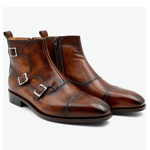 Mode Italie personnalisé à la main hommes bottes en cuir classique Monk trois sangles hommes bottes chaussures haute qualité Goodyear bottes pour hommes - Product Image 2