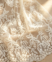 Tissu en dentelle de tulle blanc brodé de fleurs 3D, maille à pois en soie de lait, dentelle soluble dans l'eau pour robe, lingerie et peignoir pour femme