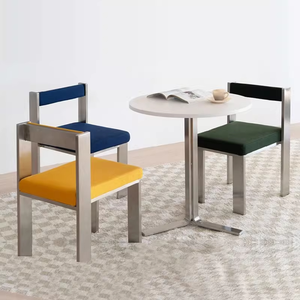 Chaise de salle à manger <span class=keywords><strong>vintage</strong></span> nordique, dossier minimaliste, acier inoxydable durable, chaise design créative pour la maison, l'appartement, l'atelier - Product Image 1