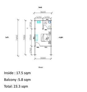 23.3 ㎡   Cabane de plage/à la bordure du lac rouge et blanche, entièrement meublée, avec balcon et vue panoramique - Product Image 5