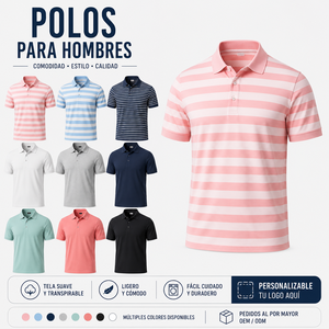 <b>Polos</b> Para Hombres Yarn Dyed Stripe <b>Polo</b> <b>Shirt</b> <b>Pink</b> White Preppy Style Lightweight Jersey Regular Fit Resort Leisurewear - Product Image 2