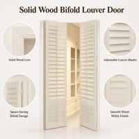 Porte pliante en bois massif sur mesure OEM avec panneau supérieur à persiennes, volet réglable, pour projets de villas et d'hôtels