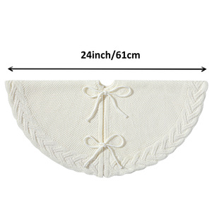 Jupe de sapin de Noël en tricot torsadé blanc crème, motif chevron texturé, en <span class=keywords><strong>acrylique</strong></span>, style ferme, pour base de sapin de Noël, 24/36/48 pouces - Product Image 4
