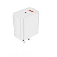 Pengisi Daya Dinding USB C 20W Dual Port Tipe-C dan USB A Adaptor Pengisian Cepat dengan Colokan EU US untuk Smartphone Tablet Earphone