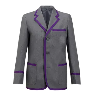 Blazer Unisex per scuola classica personalizzato prezzo all'ingrosso Blazer uniformi per liceo grigio