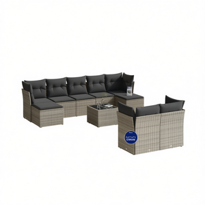 Conjunto de Sofás de Jardín en Ratán Sintético Gris Oscuro, 6 Plazas, Resistente a la Intemperie, Diseño Contemporáneo para Patio o Terraza - Product Image 1