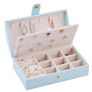 Portable PU Leather Jewelry Case with Mirror Custom Logo Travel Organizer and Plush Cardboard Jewelry <b>Boxes</b> for Gift <b>Packing</b> - Product Image 5