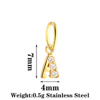 Pendentif Mini Lettre 7mm en Acier Inoxydable Plaqué Or 18K PVD avec Zircon Exquis, Vente en Gros, Bijoux DIY pour Collier et Bracelet