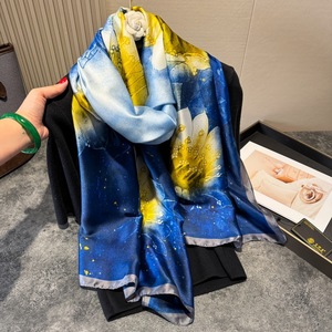 90*180cm Brand Designer Schal für Frauen Satin Seide Lange Schal Schals Wraps Kopftuch Bedruckte Frauen Hijabs - Product Image 5