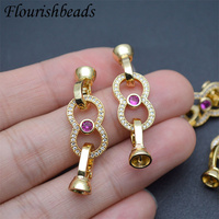 Fermoir à ressort Double rond pour Bracelet, Style délicat, Anti-décoloration, plaqué or, zircon cubique, grande taille, forme irrégulière