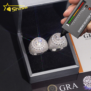 Nhẫn Hip Hop mạ đá Moissanite kiểu cụm, bạc 925, trang sức thời trang nam, giao hàng nội địa Mỹ - Product Image 2