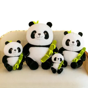 Brinquedo de pelúcia Panda de tubo de bambu para boneca criativa e engraçada de pelúcia Panda macio com tubo de bambu