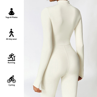 Combinaisons de yoga décontractées MIQI, coupe ajustée, respirantes, demi-zip, manches longues pour femmes