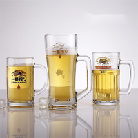Chope à bière en verre transparent HIXIN avec poignée résistante à la chaleur, parois épaisses, grande capacité, style minimaliste pour les fêtes