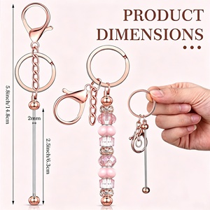Kit de porte-clés en métal à perler DIY avec fermoir mousqueton et barrette pour la fabrication de bijoux et l'artisanat fait main - Product Image 4