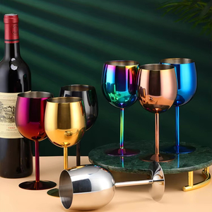 Copa de <span class=keywords><strong>Vino</strong></span> Tinto con Tallo de Acero Inoxidable 304, Copa Creativa de Metal para Cócteles, Bar, Restaurante, con Tapón Vertedor de <span class=keywords><strong>Vino</strong></span>, 301-400 ml - Product Image 1