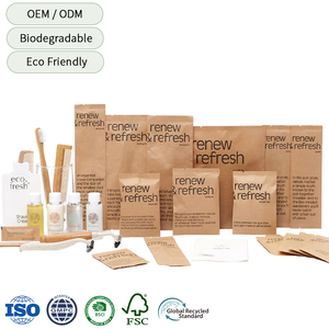 Custom Bamboo Eco Friendly Biodegradable Kraft Paper Hotel Room Disposable Dry Amenities Toiletries Set Manufacturer