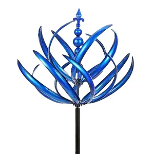 Al Aire Libre Garten mágico metal flor molino de viento estaca cinética metal viento Spinners