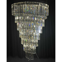 Lustre en cristal cascade de style américain, décoration luxueuse pour villa, lustre pour escaliers en spirale, lampe suspendue, luminaire suspendu