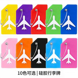Étiquette de bagage en silicone personnalisée avec motif avion, étiquette d'identification, étiquette anti-perte pour valise avec boucle en fil d'acier inoxydable - Product Image 4