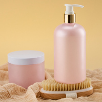 Lot de 24 pots cosmétiques vides en PET rose mat de 500 ml avec pompe, pour crème corporelle et crème visage